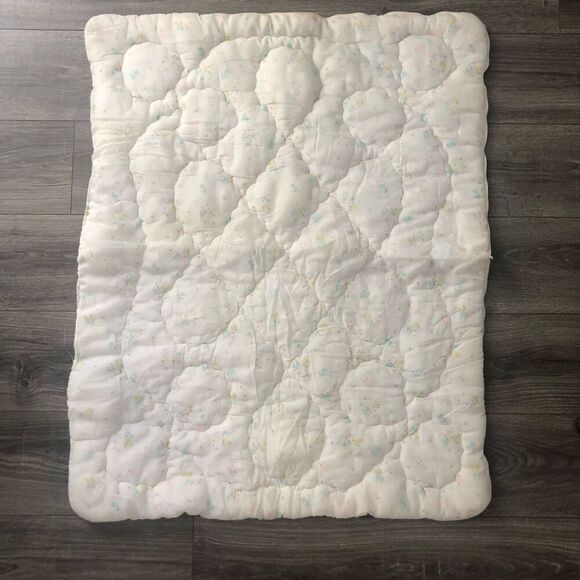 vintage baby blanket white sleeping blanket pastel ducks play mat soft - Picture 7 of 16